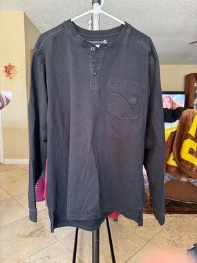 Wolverine Black Long-Sleeve Henley with Chest Pocket